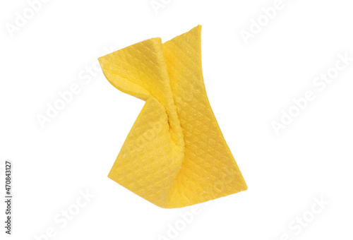 Square yellow rag isolated on white background photo