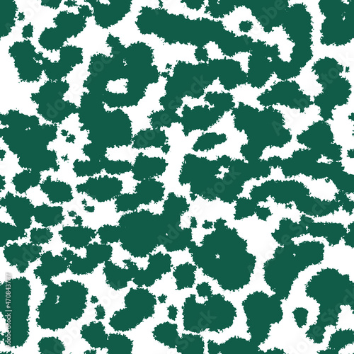 Cow skin pattern texture repeating seamless verdigris green monochrome. Fashionable print. Fashion and stylish background for runner carpet, rug, scarf, curtain, pillow, t shirt, template, web design
