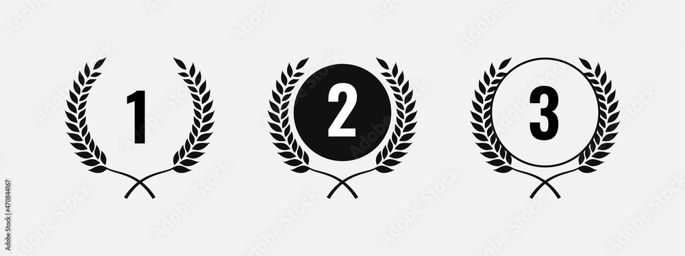 set award label of first, second, third winner logo design vector ...