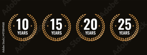 10, 15, 20, 25 years anniversary design vector illustration logo icon template