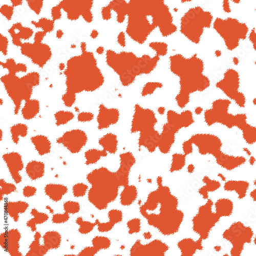 Cow skin pattern texture repeating seamless burnt orange white . Fashionable print. Fashion and stylish background for runner carpet, rug, scarf, curtain, pillow, t shirt, template, web design