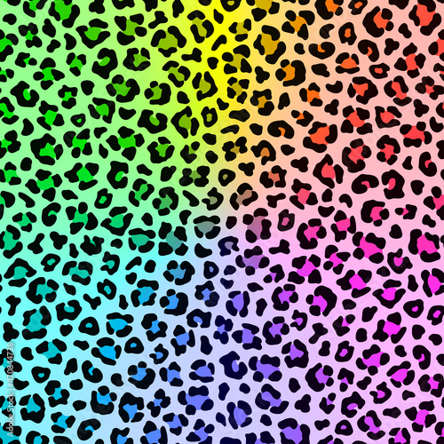 Radial rainbow multicolor leopard pattern. Vector