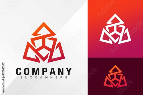 Geometric Tirangle Unity Logo Design Vector illustration template photo