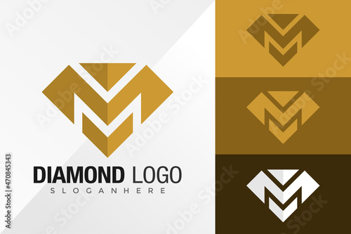 M Diamond Logo Design Vector illustration template