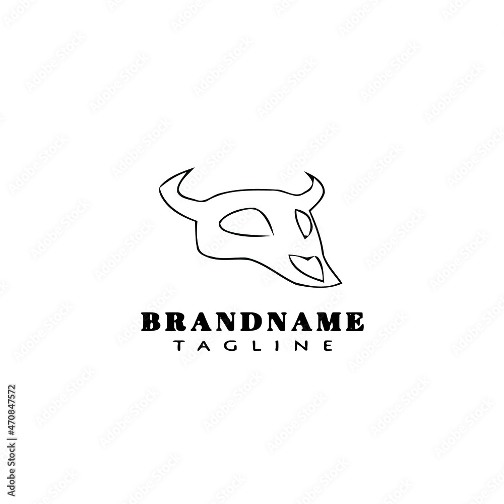skull head of wild bull logo icon design template vector illustration