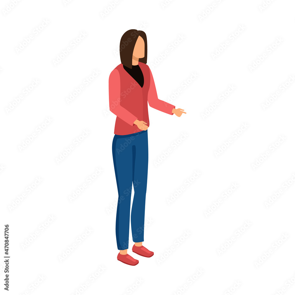 Woman in Casual Clothing Standing. Full Length Person Illustration. Isolated Human Design Element. Vector illustration Woman in Casual Clothing Standing. Full Length Person Illustration. Isolated Human Design Element. Vector illustration