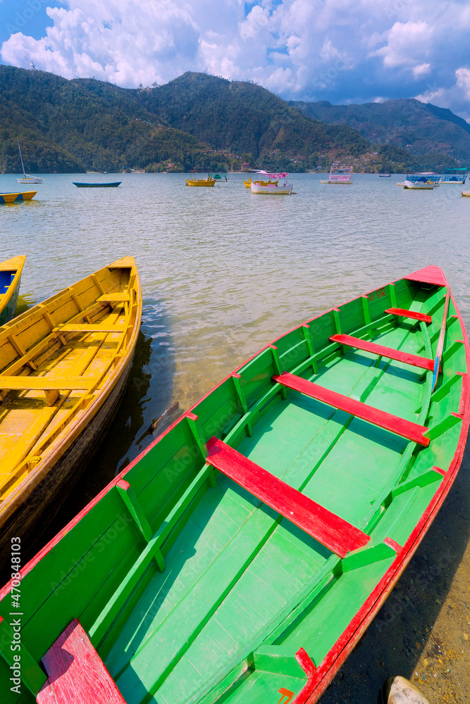 Wooden Rowing Boats, Phewa Lake, Fewa Lake, Pokhara, Nepal, Asia