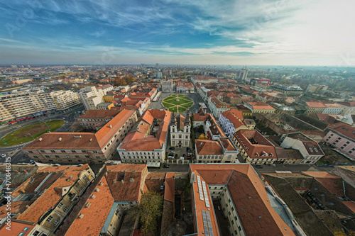 Old town ofTimișoara city from Romania. View from above of Piața Unirii. European cultural capital 2023. photo
