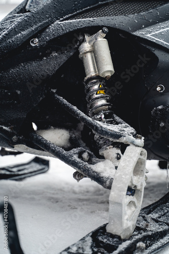 Tuned sports snowmobile suspension, black gas shock absorber