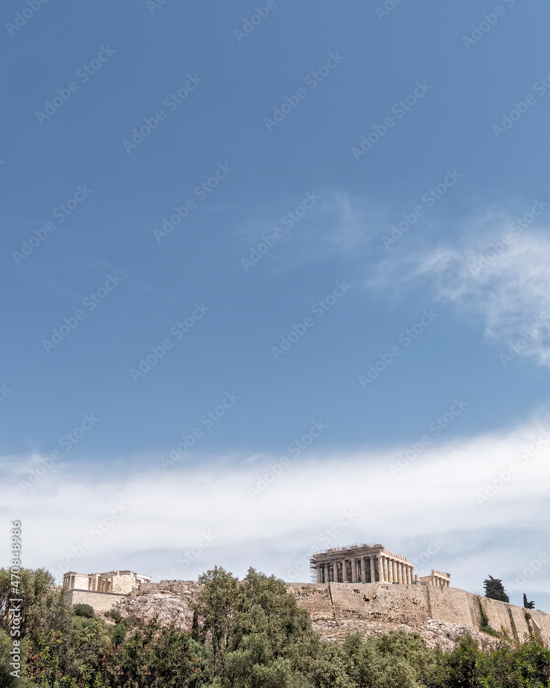 Parthenon ancient temple and Propylea on Acropolis of Athens Greece Parthenon ancient temple and Propylea on Acropolis of Athens Greece