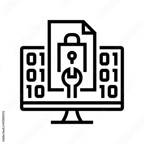 closed source software line icon vector. closed source software sign. isolated contour symbol black illustration