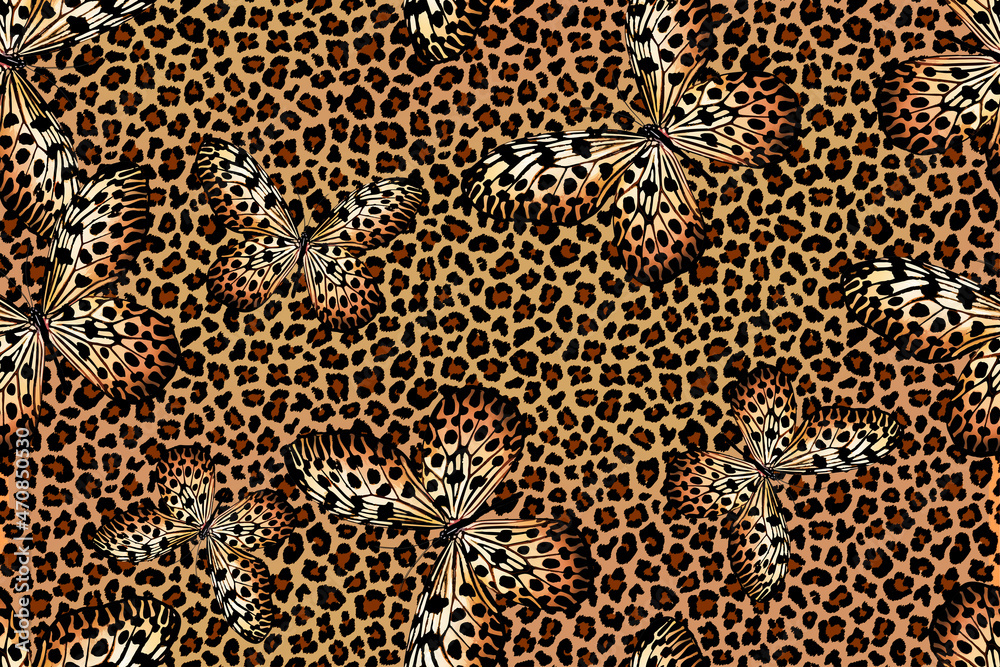 Leopard spotted brown fur horizontal texture. Vector. Classic animal print print Leopard spotted brown fur horizontal texture. Vector. Classic animal print print
