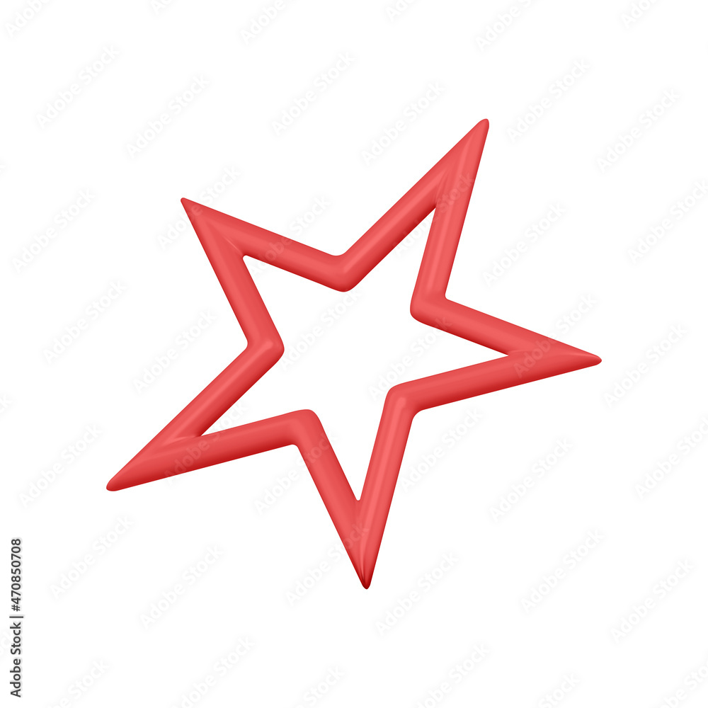 Festive Christmas tree toy decor design red star contour shape isometric realistic vector