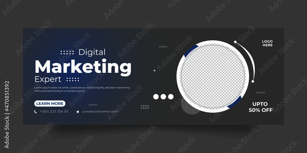 Digital marketing facebook cover social media post and web banner template - obrazy, fototapety, plakaty 