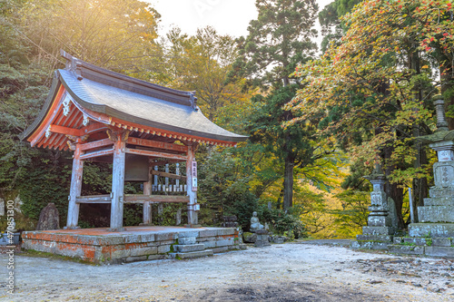 秋の大山寺　梵鐘　鳥取県大山町　Autumn Daisenji temple. Bonsho. Tottori-ken Daisen town photo
