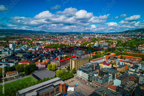 Aerial View of landscapes, and downtown infrastracture/Buildings, scenic shots - Oslo, Norway (High Quality) 4K 