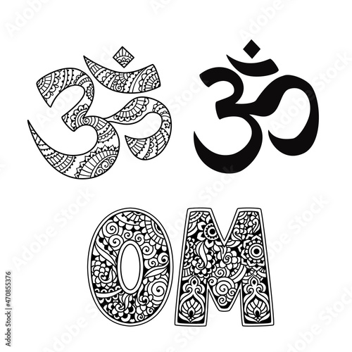 Om yoga logo esoteric art. Vector illustration. Design, hand drawn zenart