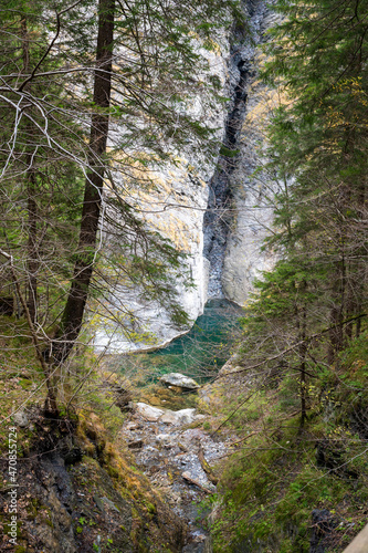 vjew into the Viamala Canyon in Graubünden photo