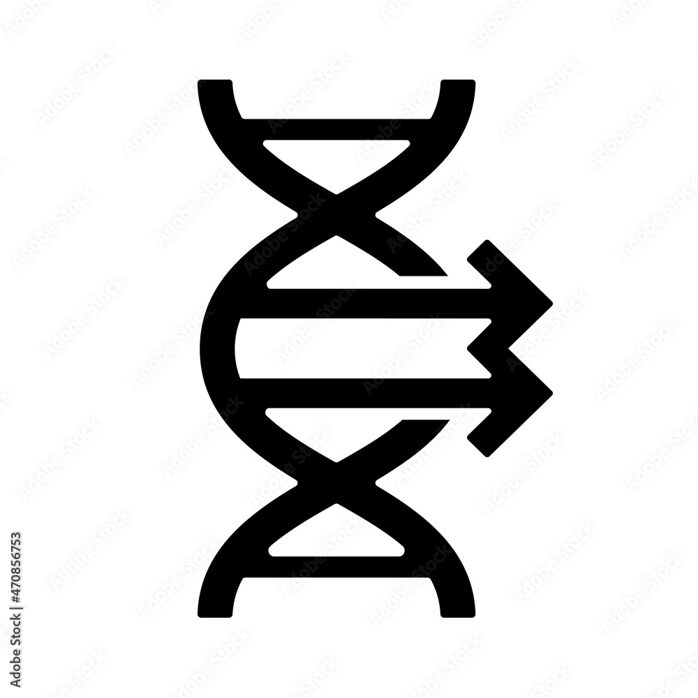 Black icon transgenic DNA, change gene GMO, sign. Vector Black icon transgenic DNA, change gene GMO, sign. Vector