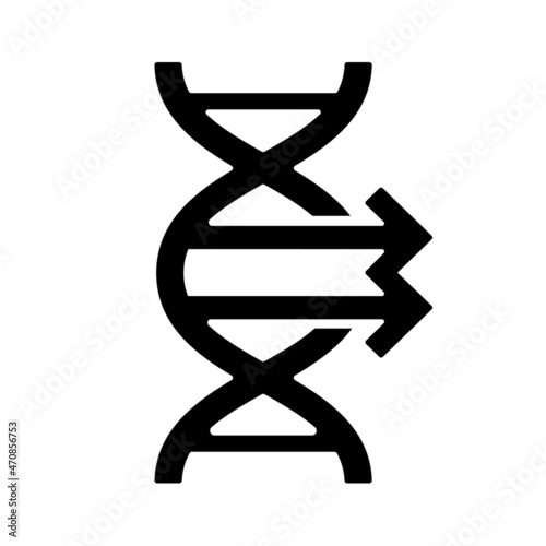 Black icon transgenic DNA, change gene GMO, sign. Vector