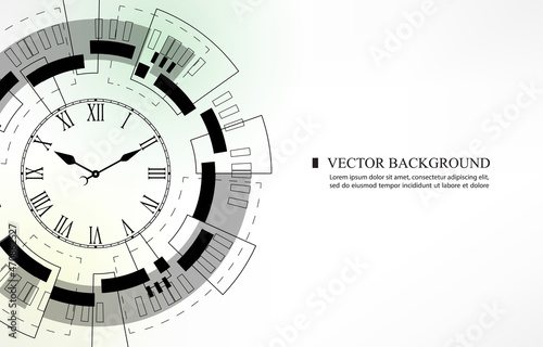 Abstract technology clock vector white background