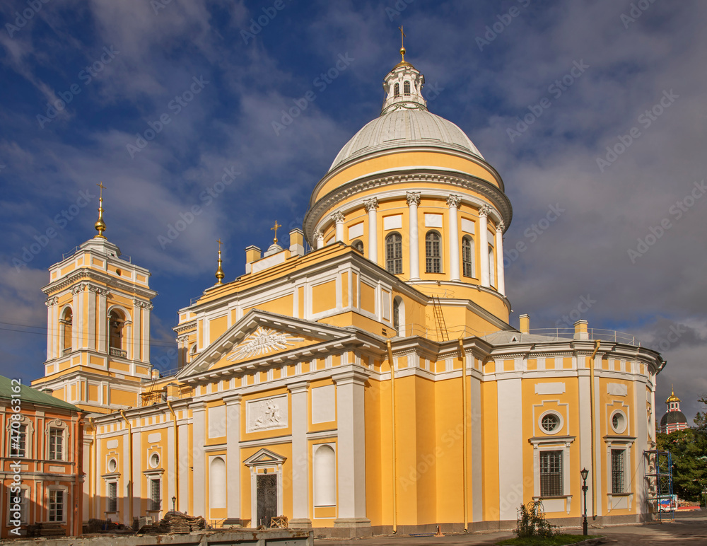 Holy Trinity cathedral of Alexander Nevsky lavra in Saint Petersburg. Russia