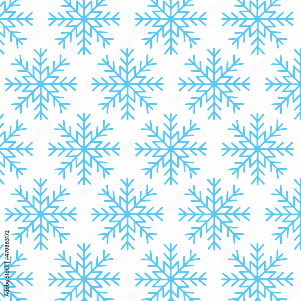 Cute Christmas seamless pattern with snowflakes isolated on white background. Happy new year wallpaper and wrapper for seasonal design, textile, decoration, greeting card. Hand drawn prints and doodle