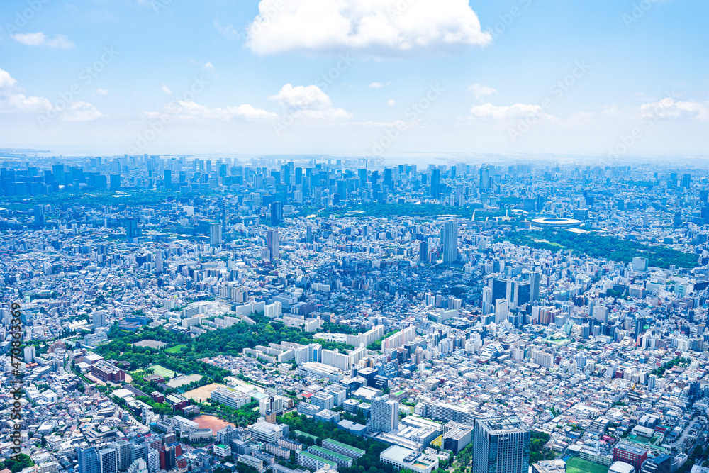 Naklejka premium 東京都心部・空撮写真