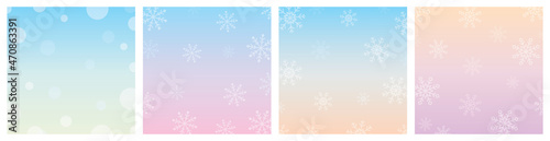 Sweet pastel gradient winter color tone with snowflakes square background illustration vector