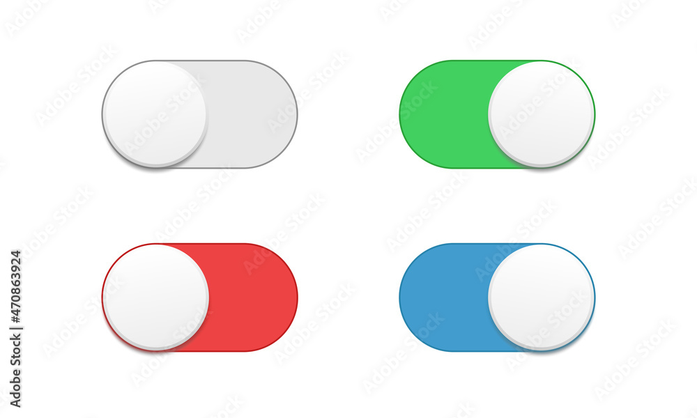Vector illustration of realistic slider button set. Suitable for design element of app button, web and software slider bar. Rounded button for user interface. Vector illustration of realistic slider button set. Suitable for design element of app button, web and software slider bar. Rounded button for user interface.