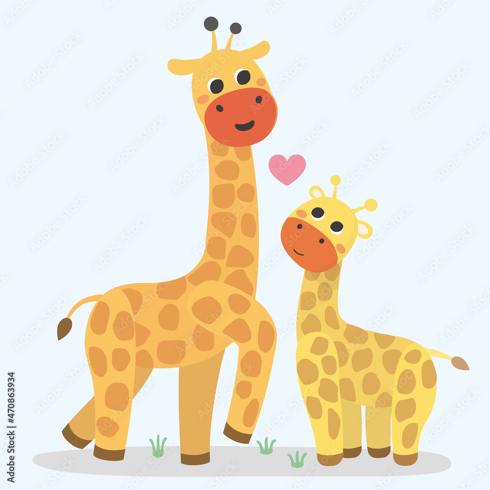 Fototapeta premium Cute giraffe cartoon illustration Vector.