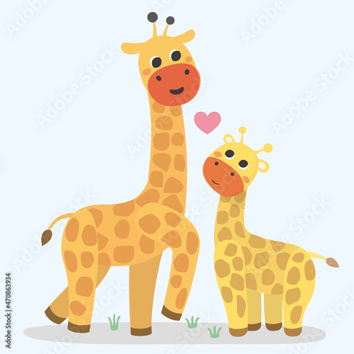 Fototapeta Naklejka Na Ścianę i Meble -  Cute giraffe cartoon illustration Vector.