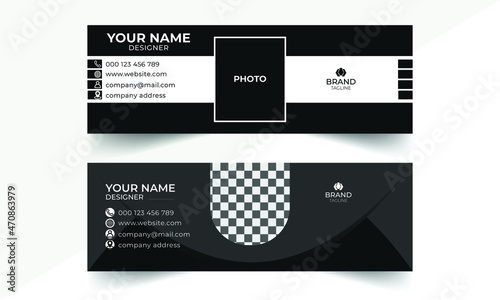 Email signature design with black and white colour.  Minimal or flat vector business mail template design.