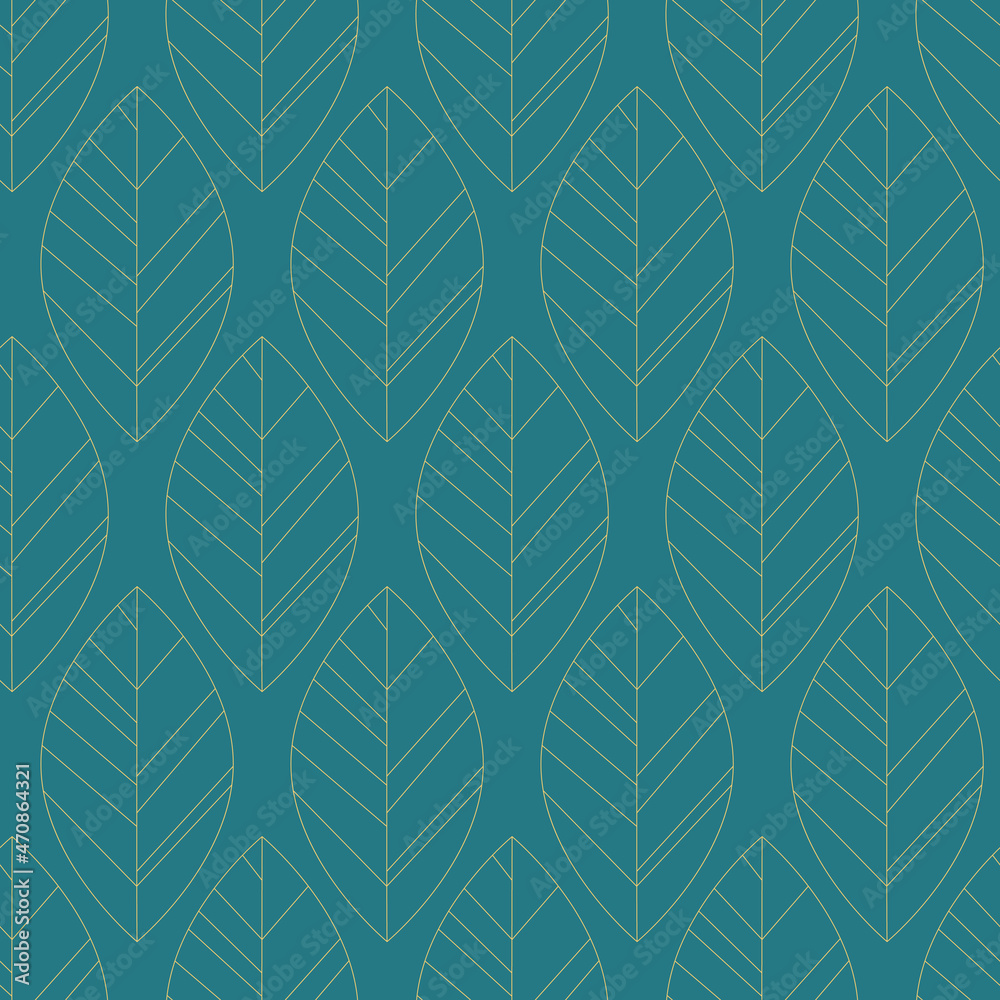 Symmetrical geometric leaves on green emerald seamless pattern, wallpaper wrapping textile design Symmetrical geometric leaves on green emerald seamless pattern, wallpaper wrapping textile design