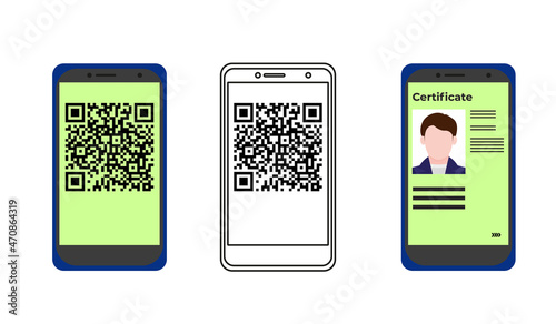 Vaccination certificate on the phone with a QR code