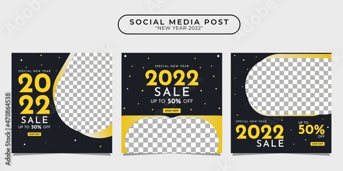 2022 happy new year social media post design template collection for banner, poster, advertising, etc.