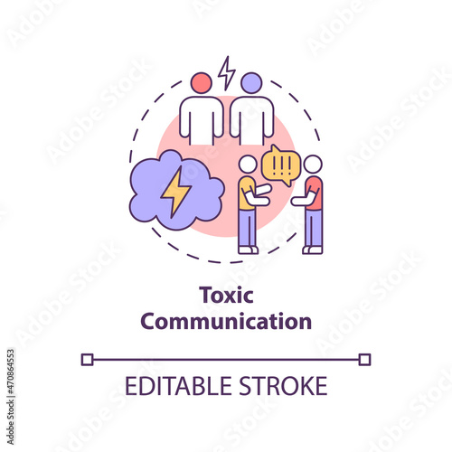 Toxic communication concept icon. Negative feeling expression. Aggressive partner. Arguing and dispute abstract idea thin line illustration. Vector isolated outline color drawing. Editable stroke