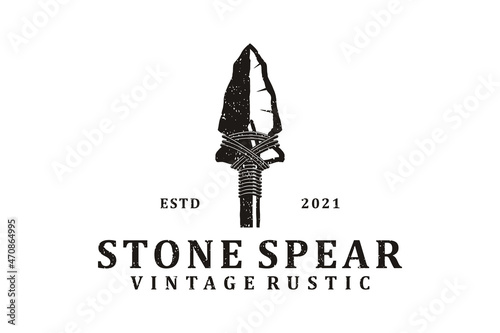 Vintage Retro Rustic Native Arrowhead Spear for Arrow Hunting Hipster Logo Design