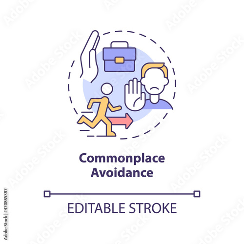 Commonplace avoidance concept icon. Stay away from uncomfortable workplace. Toxic working environment abstract idea thin line illustration. Vector isolated outline color drawing. Editable stroke