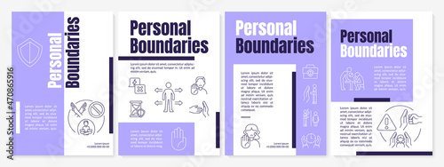Individual boundaries brochure template. Define comfort zone. Flyer, booklet, leaflet print, cover design with linear icons. Vector layouts for presentation, annual reports, advertisement pages