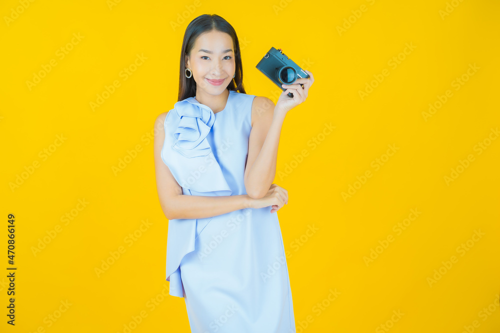Portrait beautiful young asian woman use camera Portrait beautiful young asian woman use camera