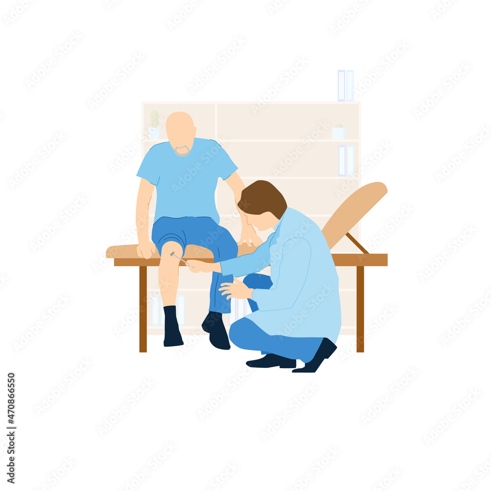 Fototapeta premium Man visiting a young male doctor. Vector illustration.