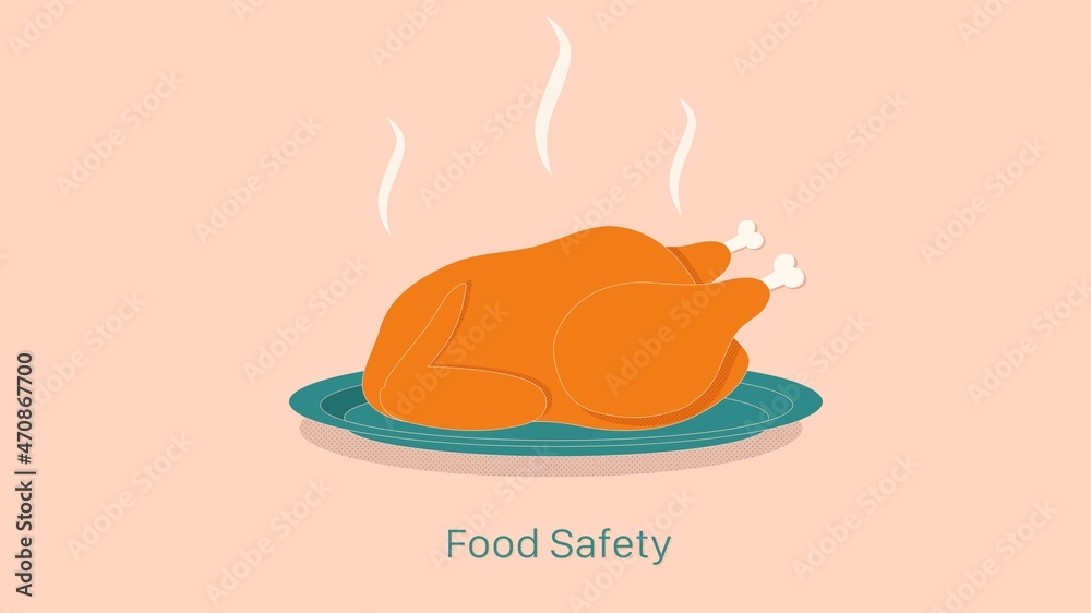 Food Safety Title Chicken Vector with Editable Text Food Safety Title Chicken Vector with Editable Text