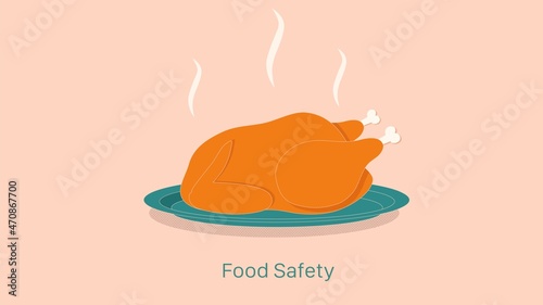 Food Safety Title Chicken Vector with Editable Text
