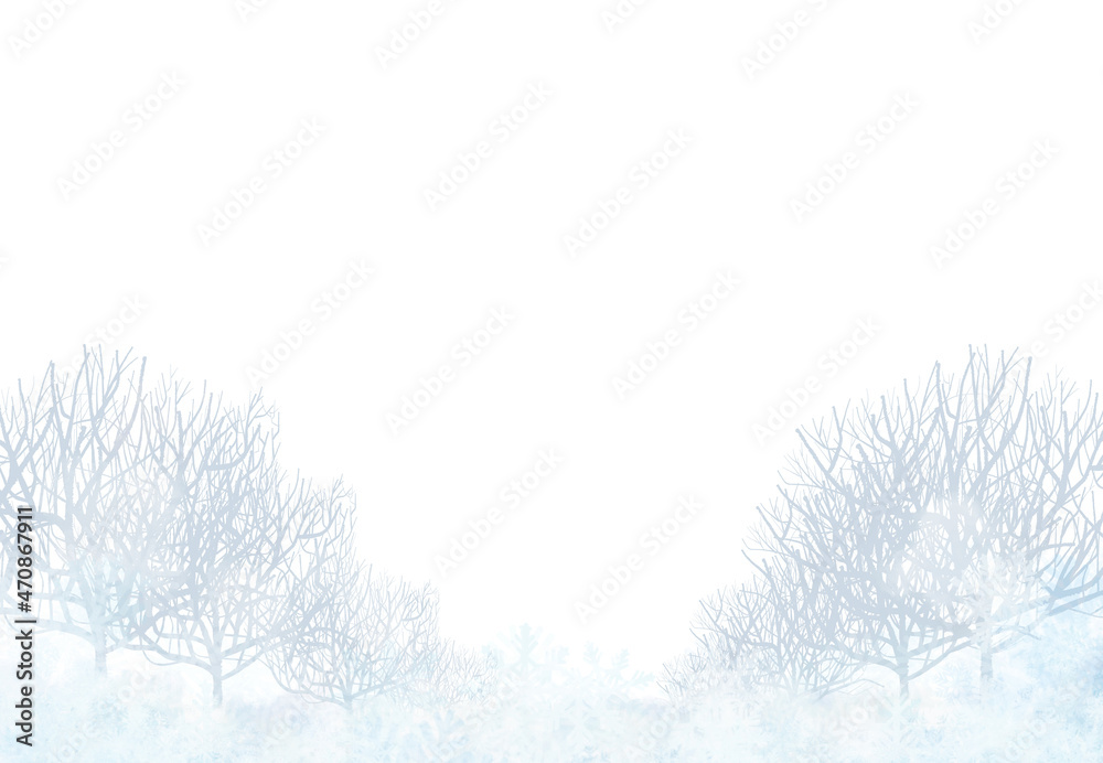 Wonderland image illustration of dead trees in winter snowblue Wonderland image illustration of dead trees in winter snowblue