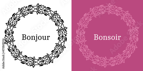 Cadre vintage ancien classique fleur rond cercle trait décoratif ornemental élégant mariage invitation romance