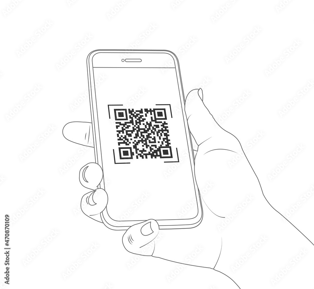 Qr With Mobile Code Hand Holding Phone With Barcode Bar Code Vector qr-with-mobile-code-hand-holding-phone-with-barcode-bar-code-vector