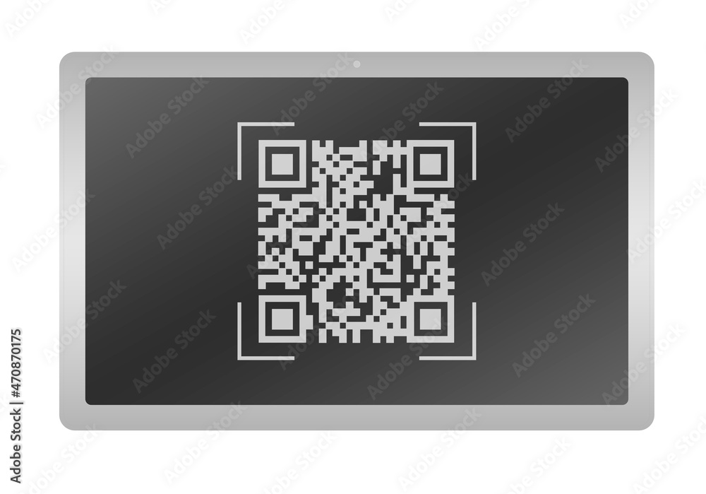 Qr and mobile code. Barcode on tablet. Bar code.Vector stock illustration. Qr and mobile code. Barcode on tablet. Bar code.Vector stock illustration.