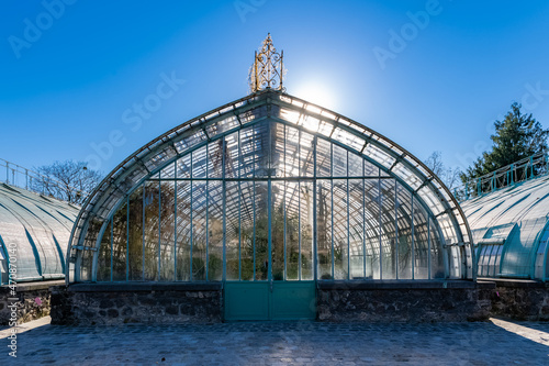 Paris, France, the Auteuil greenhouses, beautiful public garden in autumn 