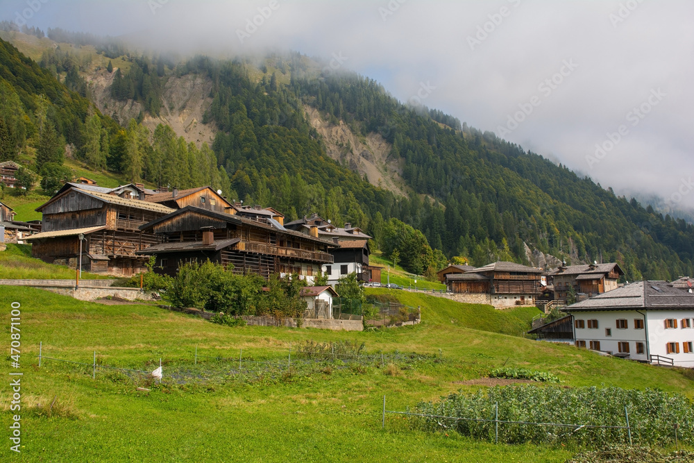 Traditional wooden buildings in the Alpine village of Sauris di Sopra, Udine Province, Friuli-Venezia Giulia, north east Italy. Monte Morgenleit is in the background
Traditional wooden buildings in the Alpine village of Sauris di Sopra, Udine Province, Friuli-Venezia Giulia, north east Italy. Monte Morgenleit is in the background